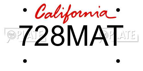 728MAT California License Plate