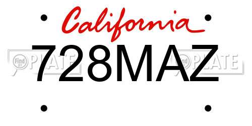 728MAZ California License Plate
