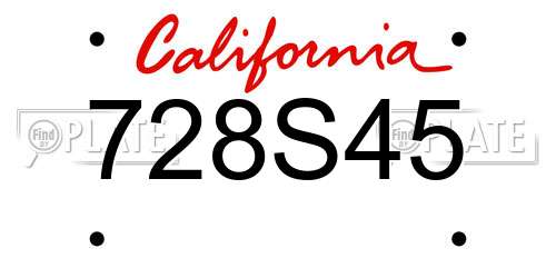728S45 California License Plate