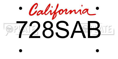 728SAB California License Plate