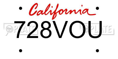 728VOU California License Plate