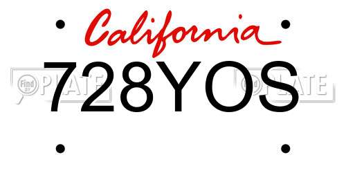728YOS California License Plate