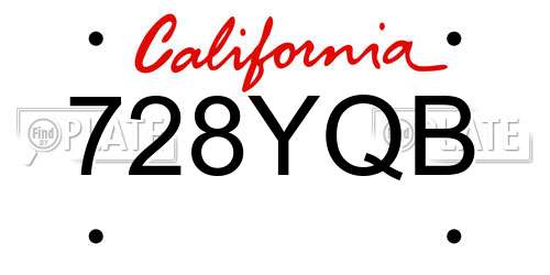 728YQB California License Plate