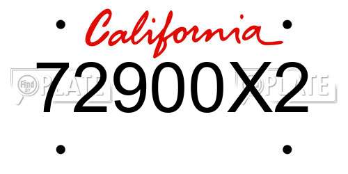 72900X2 California License Plate