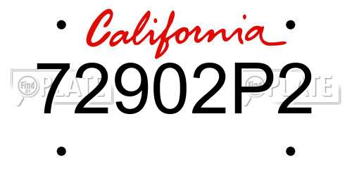 72902P2 California License Plate