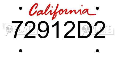 72912D2 California License Plate