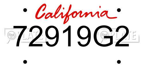 72919G2 California License Plate