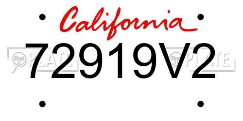 72919V2 California License Plate