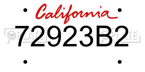 72923B2 California License Plate