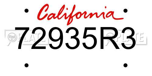 72935R3 California License Plate