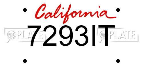 7293IT California License Plate