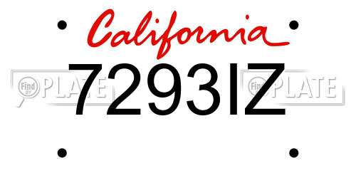 7293IZ California License Plate
