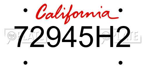 72945H2 California License Plate