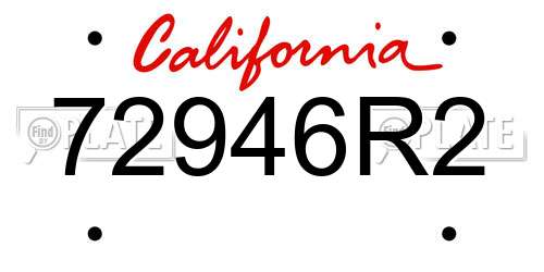 72946R2 California License Plate