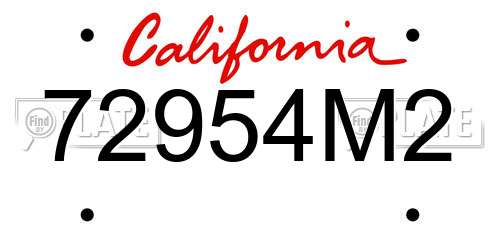 72954M2 California License Plate