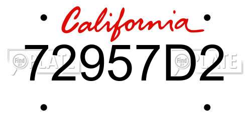 72957D2 California License Plate