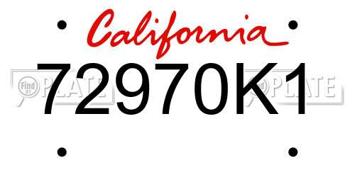 72970K1 California License Plate