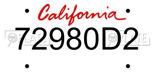 72980D2 California License Plate
