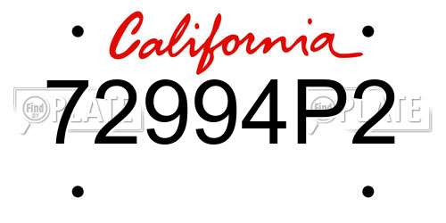 72994P2 California License Plate