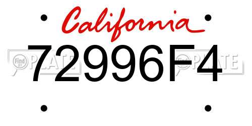 72996F4 California License Plate