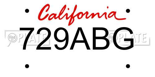 729ABG California License Plate