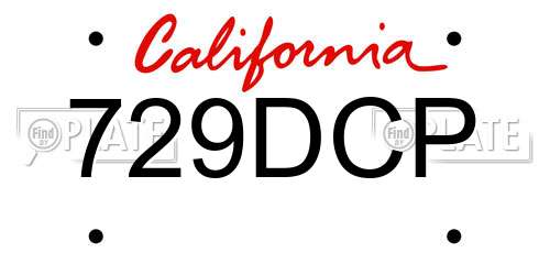 729DCP California License Plate