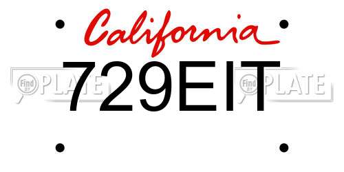 729EIT California License Plate
