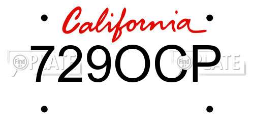 729OCP California License Plate