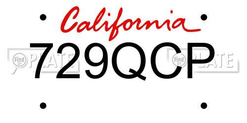729QCP California License Plate