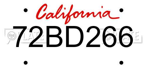 72BD266 California License Plate