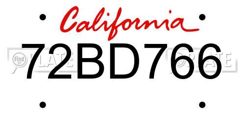 72BD766 California License Plate