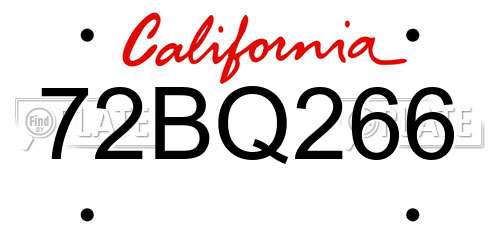 72BQ266 California License Plate