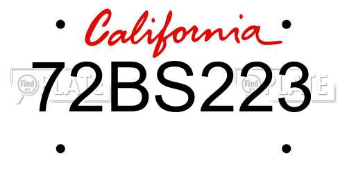 72BS223 California License Plate