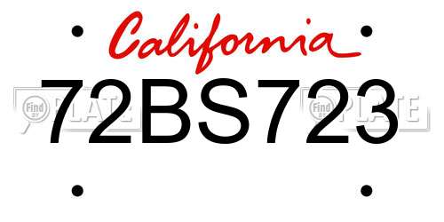 72BS723 California License Plate