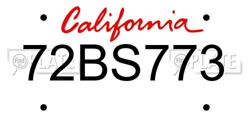 72BS773 California License Plate