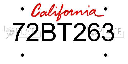 72BT263 California License Plate