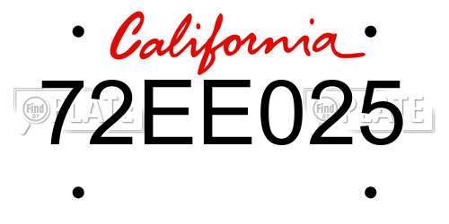 72EE025 California License Plate