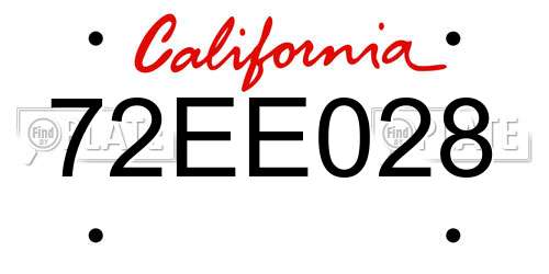 72EE028 California License Plate