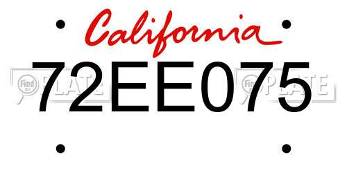 72EE075 California License Plate