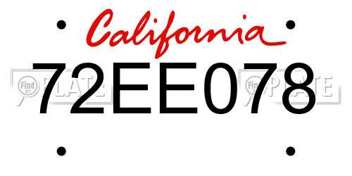 72EE078 California License Plate