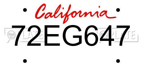 72EG647 California License Plate