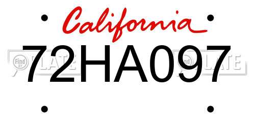 72HA097 California License Plate