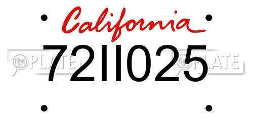 72II025 California License Plate