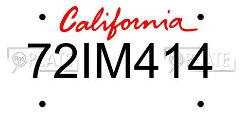 72IM414 California License Plate