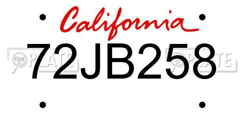 72JB258 California License Plate