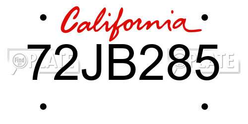 72JB285 California License Plate