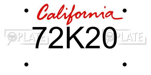 72K20 California License Plate