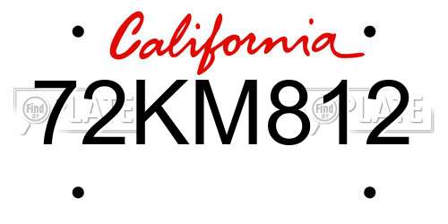 72KM812 California License Plate