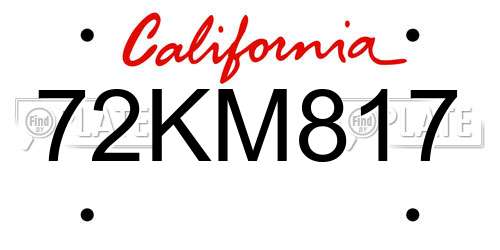 72KM817 California License Plate