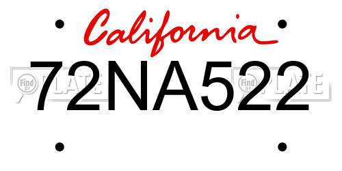 72NA522 California License Plate